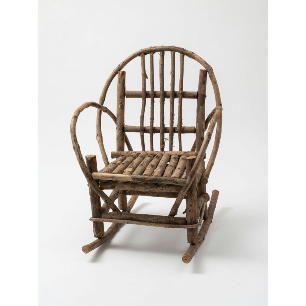 Handmade Vintage Rustic Twig Rocking Chair Miniature Folk Art Home Decor